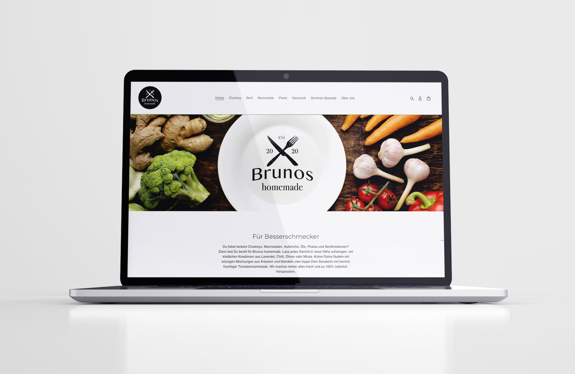 MacBook mit Brunos homemade Homepage